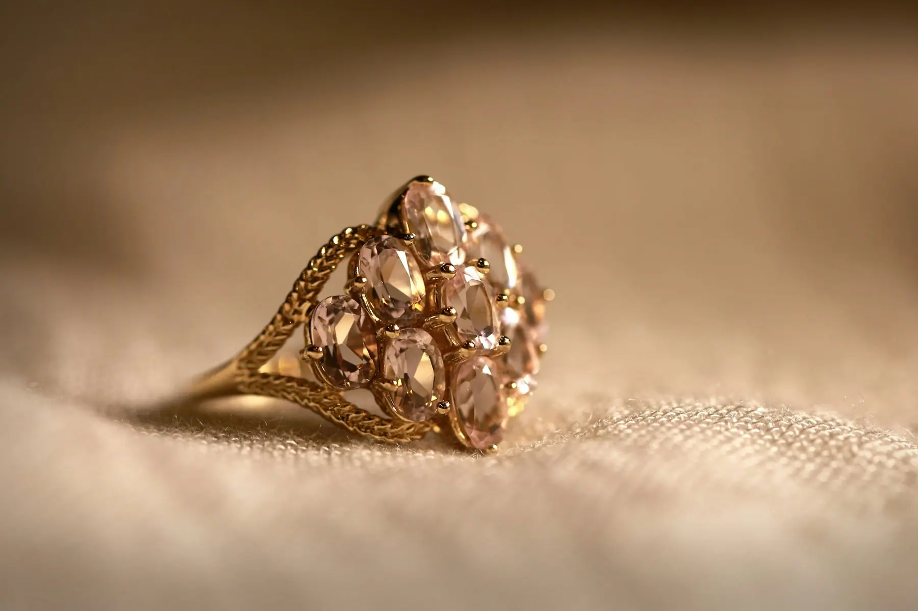 Zara Champagne Ring with clustered warm-toned stones